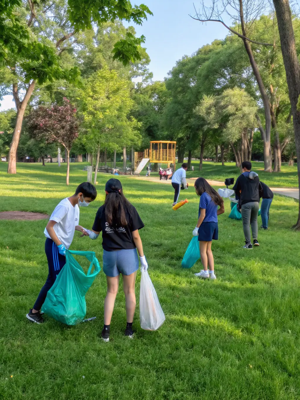 Renewal Church youth group participating in a neighborhood cleanup, demonstrating their dedication to environmental stewardship.
